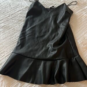 Black vegan leather little black dress